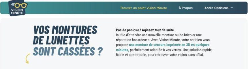 visionminute.com galvenā frāze: „Jūsu briļļu ietvari ir salūzuši?”
