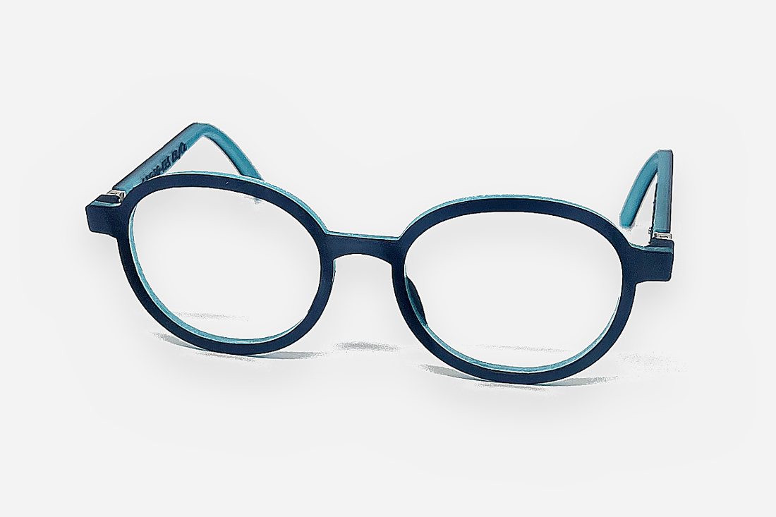Monture de lunettes imprimée en 3D, finie, en bleu marine
