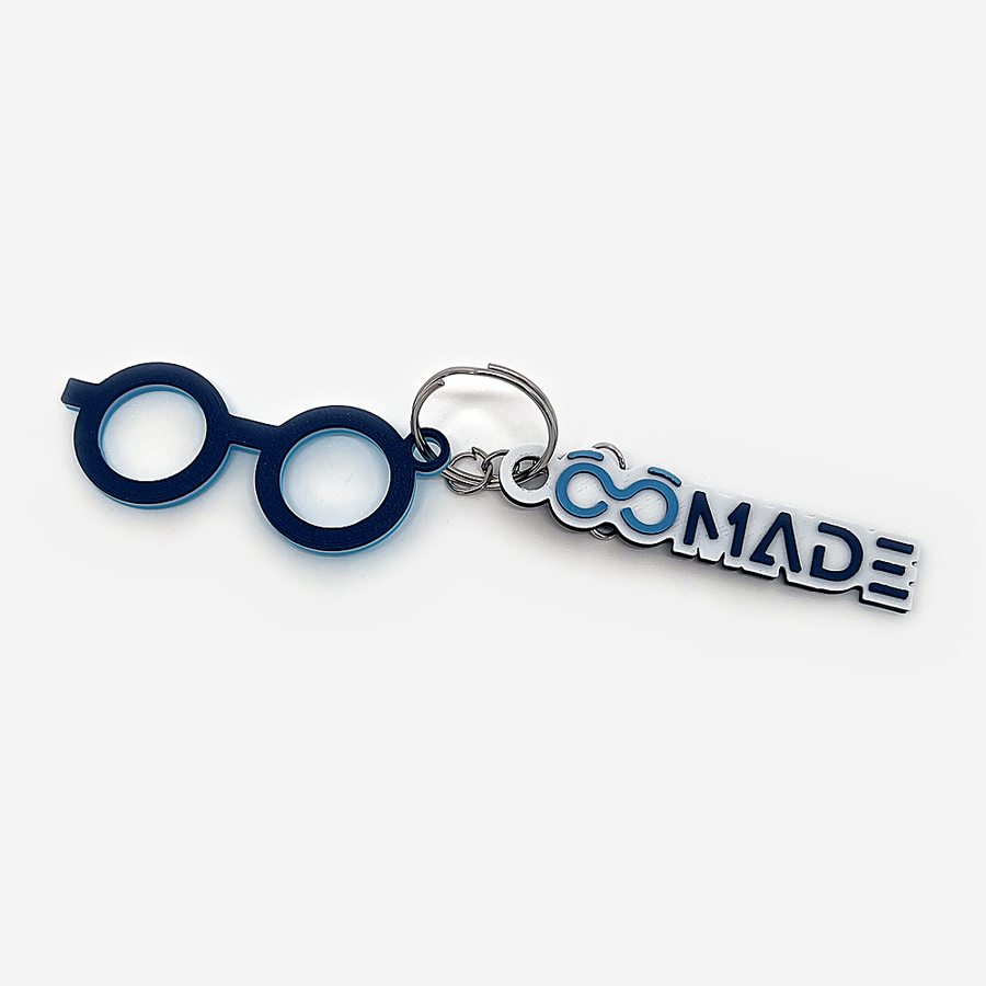 Porte-clefs en forme de lunettes, imprimé en magasin
